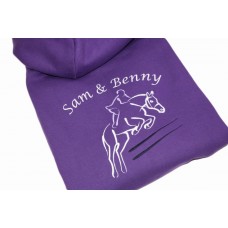 Child’s Horse Show Jumping Personalised Embroidered Hoodie Any Wording 4 colours